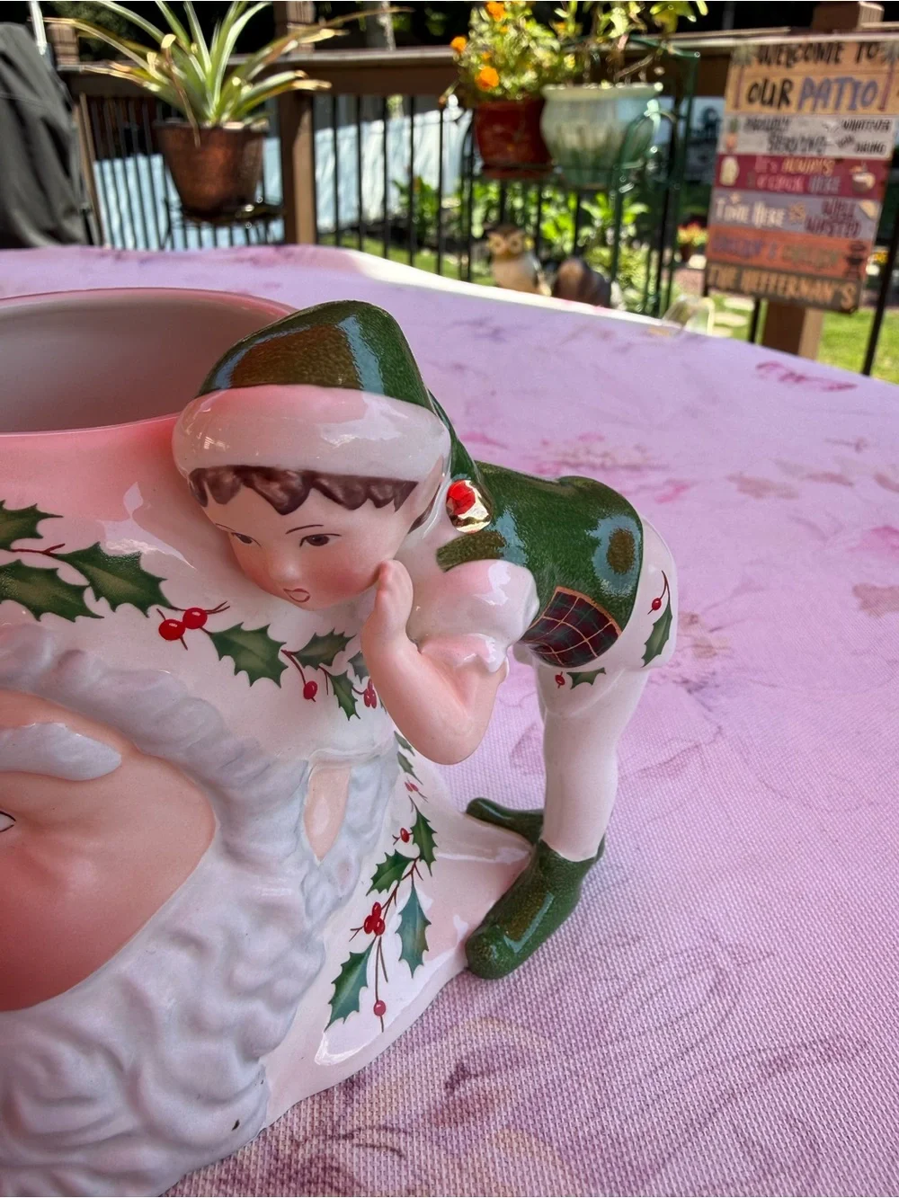 Lenox Santa Face Mug with Elf Handle - White, Green, Red